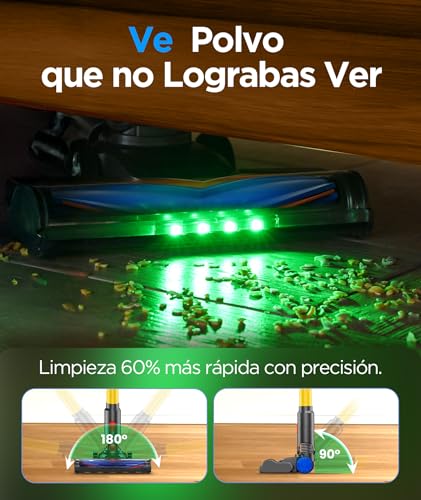 Slivamo S10 Aspiradora Sin Cable, 45KPa/40Min/500W, Pantalla LED, Tubo Telescópico, Autónomo, Luz Verde, Aspiradora Escoba Sin Cable para Pelo de Mascotas/Alfombras/Suelos Duros