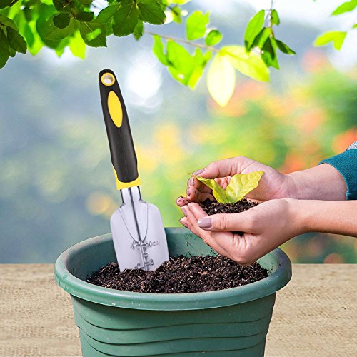 evokem Garden Tools Kit, 10 Piece Vegetable Herb Gardening Tool Set, Foldable Stool with Backrest and Zippered Detachable Tote, 5 Gardening Hand Tools, Gloves, Sprayer, 50M Plant Ties (US STOCK)
