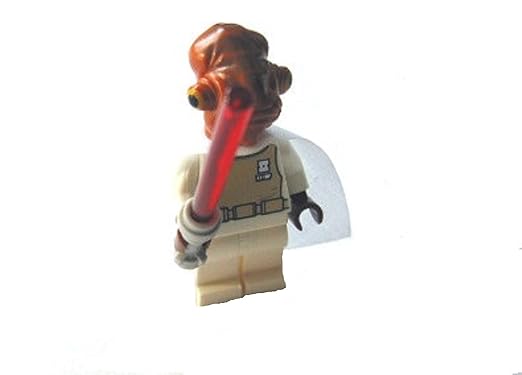 LEGO STAR WARS - MINIFIGUR GENERAL ACKBAR mit rotem Laserschwert + WEISSEM Umhang (der Umhang befindet sich noch in der ungeö