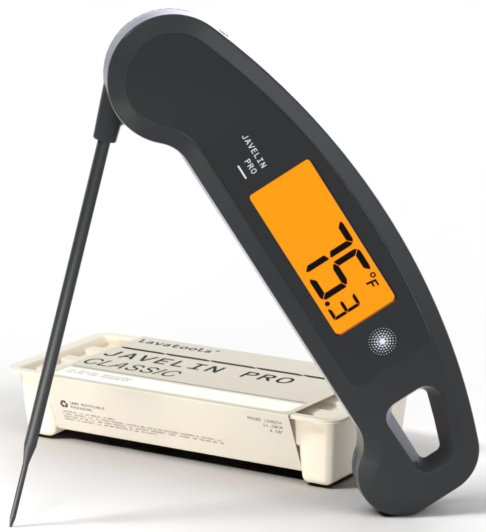 Lavatools PX1D Javelin PRO Duo Ultra Fast Professional Digital Instant Read Meat Thermometer for Grill and Cooking, 110cm Probe, Auto-Rotating Backlit Display, Splash Resistant – Ink