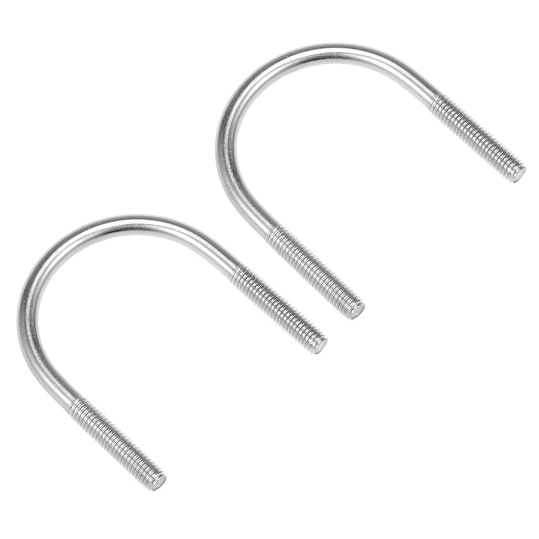 sourcing map U-Bolts 2pcs 2.6"(66mm) Inner Width 90mm Length M8 304 Stainless Steel U-Bolt Fastener for 63mm Pipe Dia