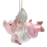 Noble Gems Flying Pig Glass Christmas Ornament NB1456