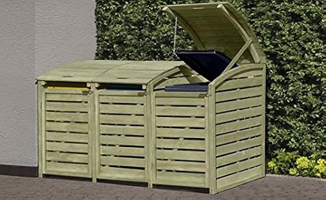 Mülltonnenabtrennung / Mülltonnenbox für 3 Tonnen 240L aus KDI Holz