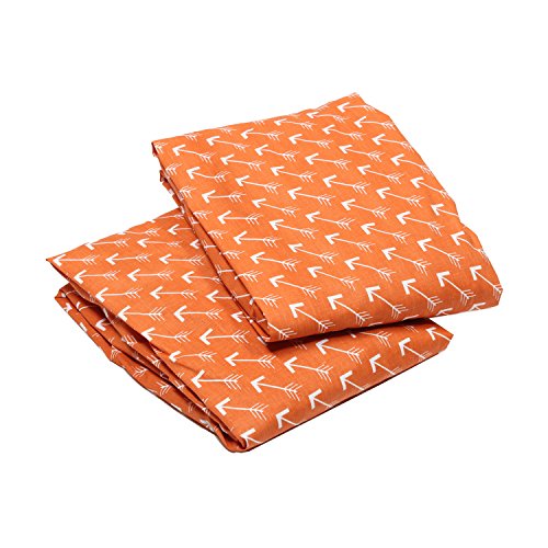 Bacati Arrows 2 Piece Crib Fitted Sheet, White/Orange