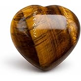Tiger’s Eye Heart Worry Stone Healing Crystal, 1.57 Inch Polished Palm Stone for Meditation, Mindfulness & Anxiety Relief
