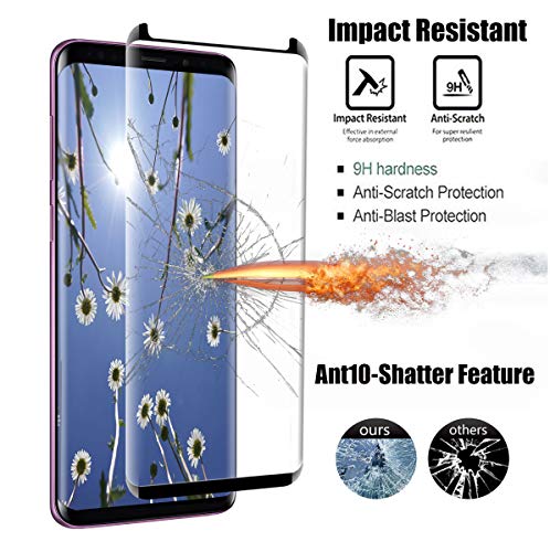 [2 Pack] Samsung Galaxy S9 Screen Protector, S9 Tempered Glass 3D Curved [9H Hardness][Anti-Fingerprint][Ultra-Clear][Bubble Free] Tempered Glass Screen Protector Compatible with Samsung Galaxy S9 - Thumbnail 3