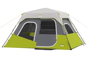 CORE Instant Cabin Tents | 6 Person / 9 Person / 10 Person / 12 Person Family Cabin Multi Room Pop Up Tents Car Camping | Included Storage Pockets for Camping Accessories