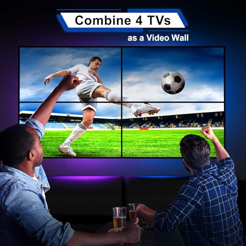 HDMl 2x2 4K Video Wall Controller, PORTTA Video Wall Processor with 11 Splicing Modes, RS232, 180° Rotation, Audio Extractor, 2x2,1x2,1x3,1x4,2x1,3x1x4x1, 4 TV Screens in 1