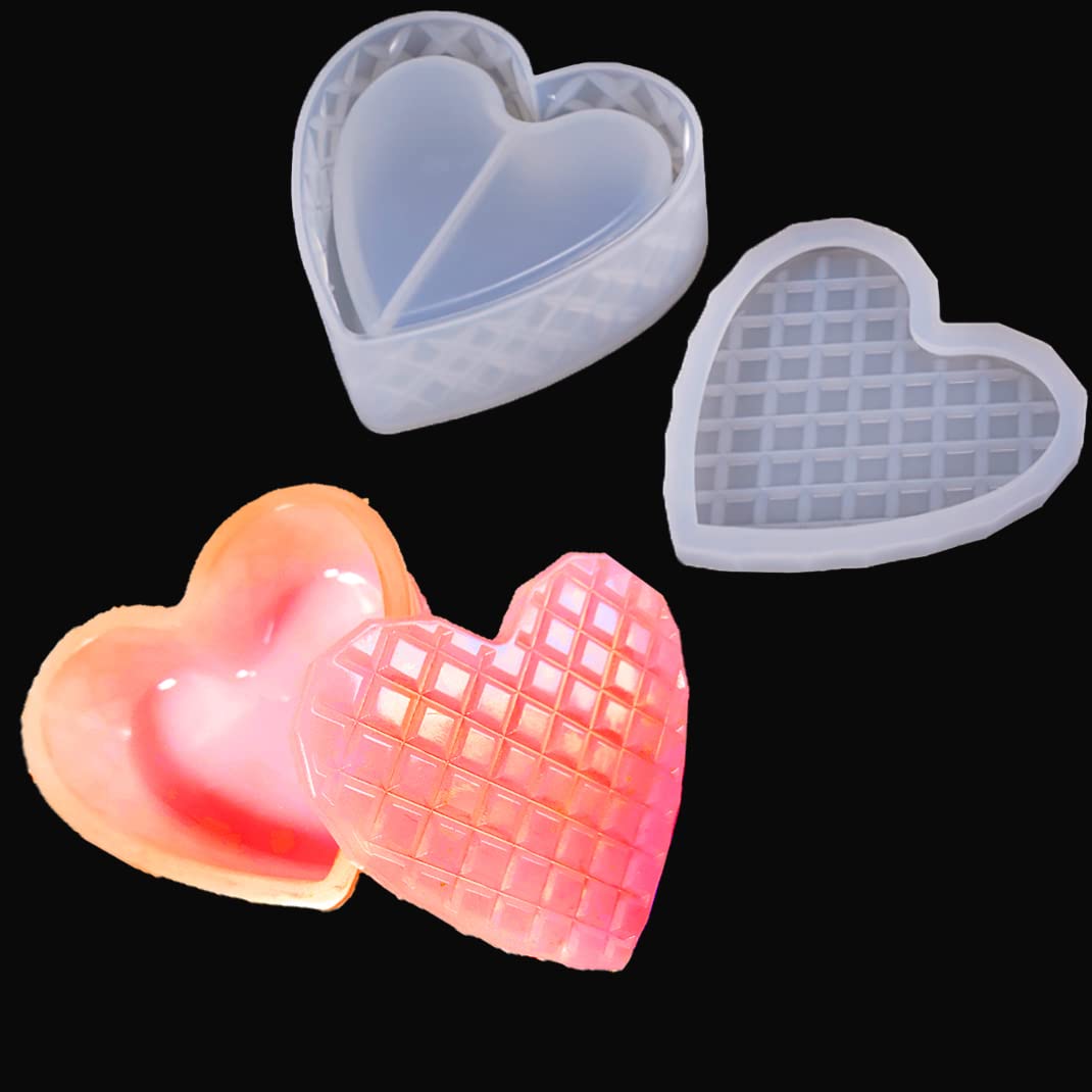 iSuperb Epoxy Resin Silicone Mould Heart Shaped Box Mould Silicone Mold Casting Mould for Jewelry Storage Box DIY (Heart Shaped Box Mould)