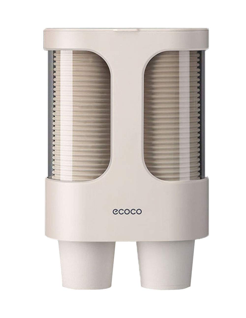 MHTECH Wall-Mounted Paper Cup Dispenser, Double Tube Design can Hold 80 Paper Cups with a Diameter of 7.5 cm (ZBFPQ-Khaki)