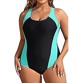 Aqua Eve Plus Size Swimsuits Athletic One Piece Bathing Suit for Women Tummy Control Slimming Swimwear