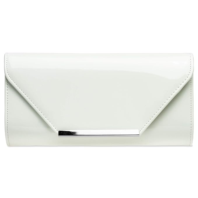 Caspar TA516 elegante Damen XL Envelope Lack Clutch Tasche Abendtasche mit langer Kette