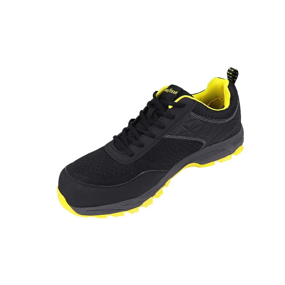 Goodyear Workwear GYSHU1532 Mens Lightweight Work Safety Sporty Athletic Trainer Non Metallic Composite Toe Cap & Midsole S1P/SRA/HRO, Black, UK 9/EU 43