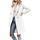 Yousify Womens Notched Lapel Collar Double Breasted Pea Coat Winter Wool Blend Over Coats Long Jackets