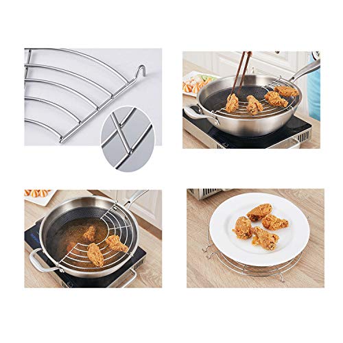 Castuvy Stainless Steel Drain Frying rack, Semicircular oil Drain Rack Fritters Filter oil Net