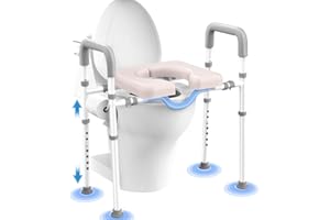 Toilet Seat Risers for Seniors, Male-Friendly Width & Height Raised Toilet Seat with Handles, Toilet Riser for Elderly, Handi