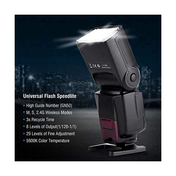 Mugast WS-560IV Speedlite-Blitz, 2,4-G-Wireless-Kamera Speedlite mit drehbarem LCD-Bildschirm für Canon für Nikon – Bild 3