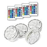 Semlos Submersible Swimming Pool LED Lights, Battery Powered Waterproof Submersible LED Lights with IR Remotes for Fountain Pool Hot Tub Wedding Pond Decoration Centerpieces Vase Party, Pack of 4