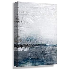 Canvas Wall Art Abstract Beautiful Soft Wave Sea Horizon Landscape - 12x18 inches