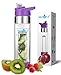 NEW AquaFrut Bottom Loading Fruit Infuser Water Bottle - BPA Free Tritan Plastic - Leak Proof - 24 OZ - Infusion Recipe eBook (Purple)