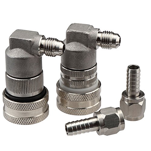 OneBom Ball Lock Disconnect, Stainless Steel Ball Lock Gas & Liquid, 1/4'' MFL Thread Update for Corny Keg (Stainless Steel)