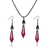 MIFYNN Gothic Bat Jewelry Set for Women Dark Bat Earrings Necklace Set Red Black Crystal Bats Earrings Necklace Vampire Earring Necklaces Sets Halloween Costumes Jewelry Sets for Women