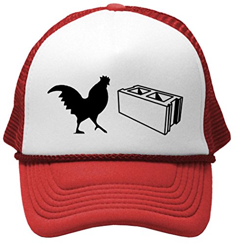 COCK BLOCK - funny joke gag meme saying Mesh Trucker Cap Hat, Red