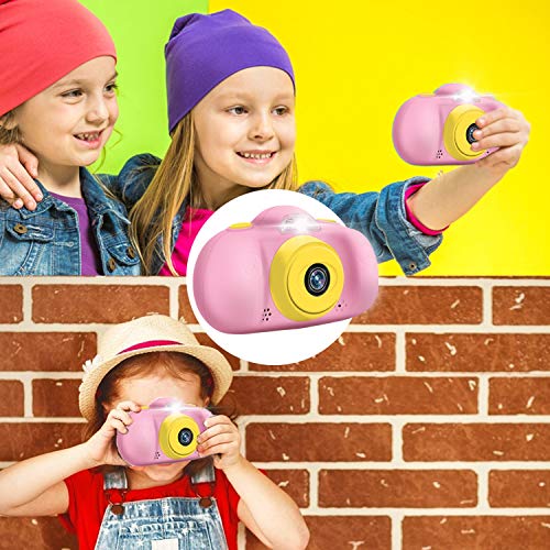 GBD 12MP Kids Camera Toys for Boys Girls, HD 1080P Selfie Video Camera with MP3 Player Games Dual Lens, 2.4" Digital Camcorder Recorder Back to School Birthday Gift,(Free 16GB Memory Card) (Pink)