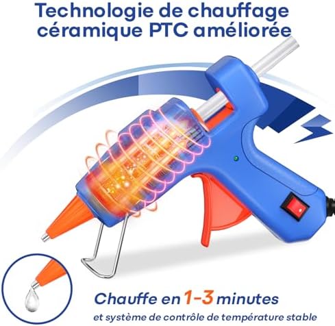 Pistolet à Colle Chaude - 20W 30pcs 7mm*130mm Bâtons de Colle