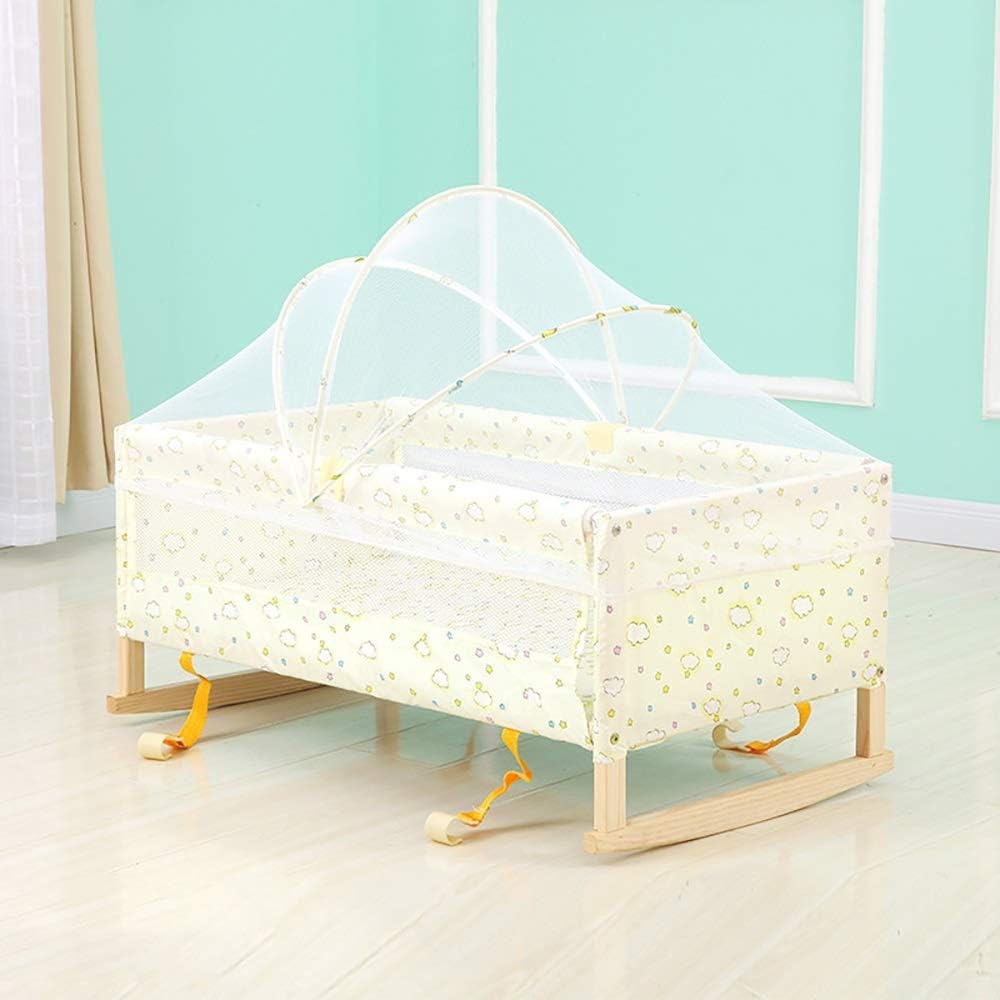 wooden travel cot