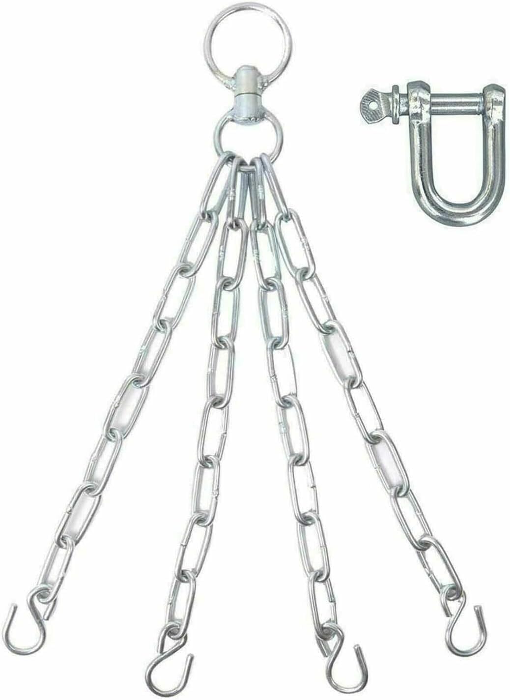 Heavy Duty Boxing Bag Bracket Swivel Chain 4 Panel Chain with S Hooks, D Shekle, 360 Degree Rotation Swivel Kick Boxing, Muay Thai & MMA