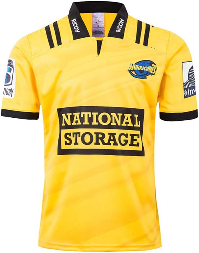 LQWW Sports Fan Jerseys, Men's Rugby T-Shirt,19-20 Hurricane Home Football Jersey 100% Polyester Quick-Dry Short Sleeve Supporter's Polo Shirt