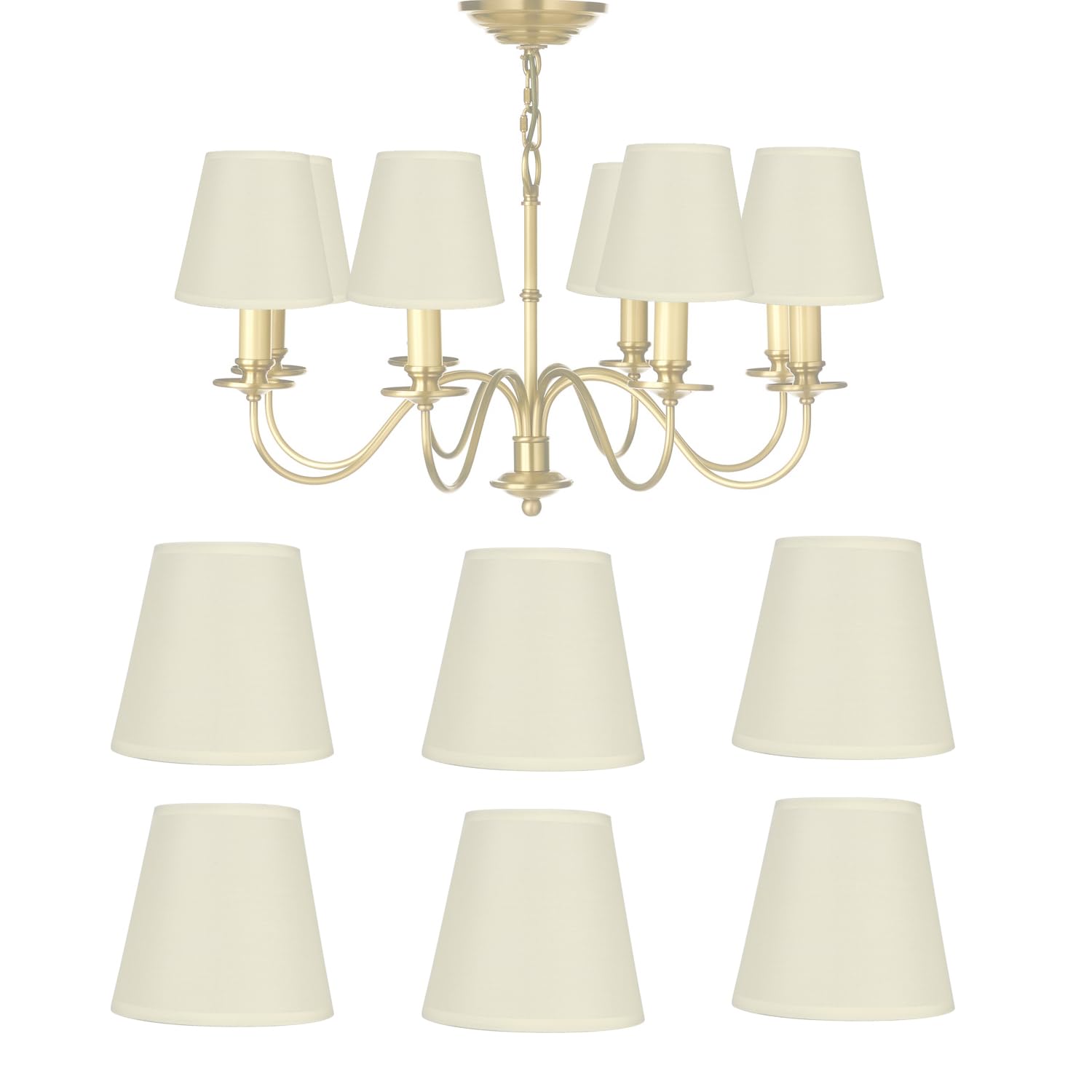 6Pcs Chandelier Lampshade, Household Modern E14 Clip On Fabric Lampshade Small Lamp Shade, Cream‑Coloured Droplight Wall Lamp Shade Accessory — image 1