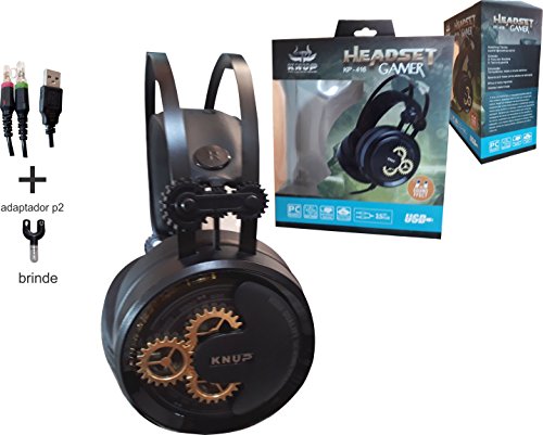 HEADSET GAMER KP-416 SOUND FFECT 7.1 (PRETO COM DOURADO)