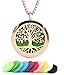 GFONDINGD Rose Gold Essential Oils Aromatherapy Tree of Life Pattern Diffuser Locket Necklace