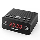 Alarm Clock Radio, Digital Alarm Clock with AM/FM Radio, Sleep Timer, Dimmer, Snooze, 0.6” Digital LED Display and Battery Backup Function