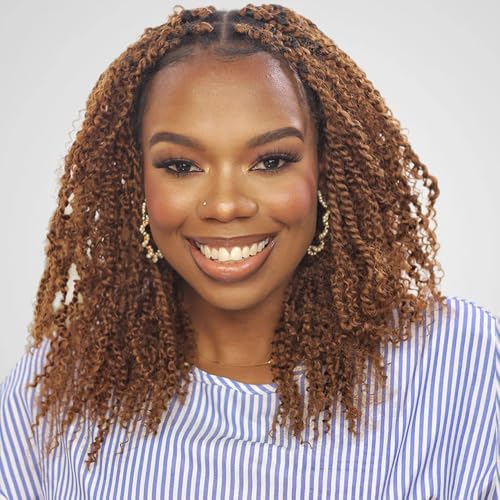 FASHION IDOL Upgraded Afro Kinkys Bulk Human Hair for HQ Mini Twist Braids Permanent Sister Locs and Loc Repair Long Hair True to lenght NO SHORT HAIR 1 Pack 1.8 Oz (Blonde, 16 Inch (3 Pack))