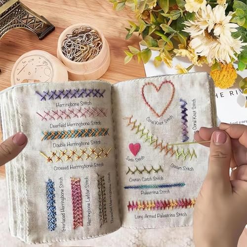YOOJ® DIY Embroidery Stitch Book Kit, Portable Embroidery Stitch Books & Sewing Kit, Sewing Practice Book for DIY and Sew Enthusiast