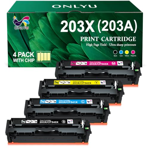 ONLYU 203X Compatible para HP 203X 203A CF540X CF540A para Toner 203 LaserJet Pro M254nw M254dw para HP Color LaserJet Pro MFP M281fdw M254dw M254nw M281fdn M280nw M281cdw M254dn (4er Pack)