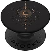 Celestial Line Astrology Sun Moon Stars Planets Black PopSockets Adhesive PopGrip