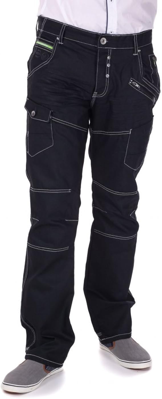 black contrast stitch jeans mens