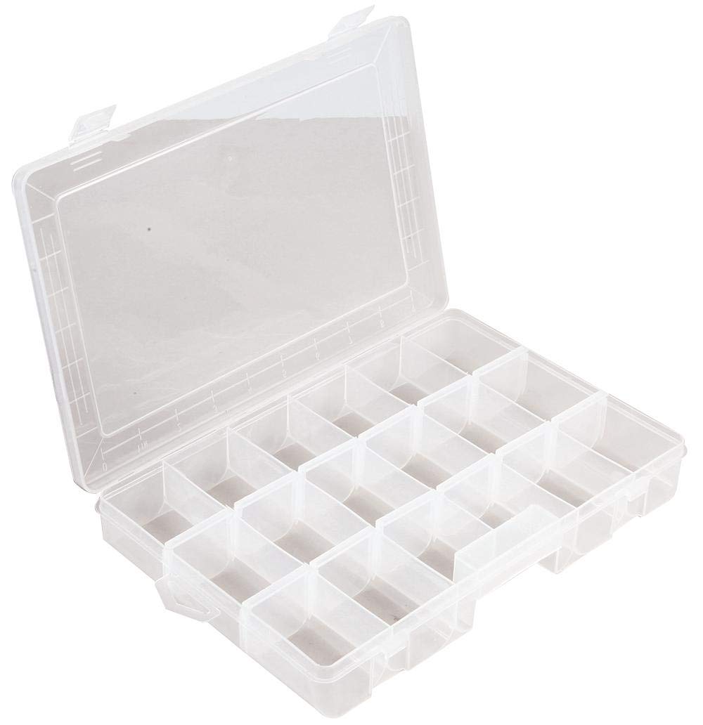 DURATOOL D00414 6-18 Compartment Transparent Organiser Box with Removable Sections - 42mm x 186mm x 292mm — image 1