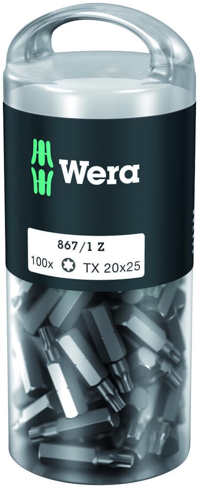 Wera 05072448001 867/1 TORX® DIY 100, TORX® Bits, TX 20 x 25 mm, 100 Pieces