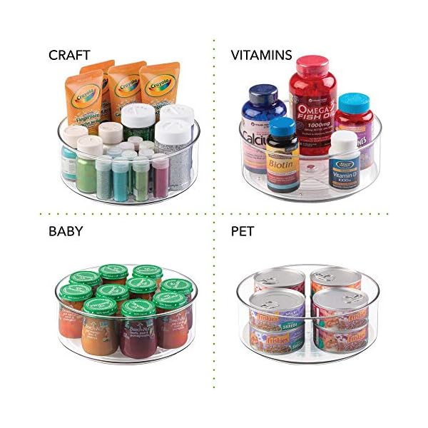 mDesign-Lazy-Susan-Turntable-Condiment-Holder-Set-of-2-Plastic-Revolving-Condiments-and-Spice-Rack-Ideal-Kitchen-Storage-Unit-for-Cooking-Oil-Ingredients-Bottles-and-Jars-Clear mDesign Lazy Susan Turntable Condiment Holder - Set of 2 - Plastic Revolving Condiments and Spice Rack - Ideal Kitchen…