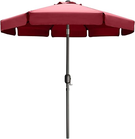 7 5ft Outdoor Garden Table Umbrella Patio Umbrella Market Umbrella With Push Button Tilt For Pool Deck Backyard And Garden 13 Colors 8 Ribs Wave Edge Burgundy Amazon Co Uk Garden Outdoors