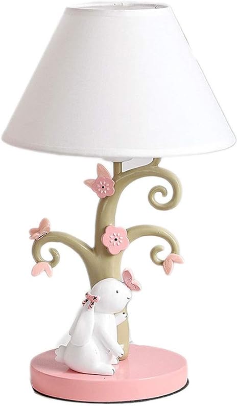 Amazon Co Jp ファブリックシェードベッドルームベッドサイドテーブルデスクランプ小さなナイトライトガールズルームインテリア プリンセス子供のテーブルランプかわいいテーブルランプ樹脂彫ウサギベース Color White ホーム キッチン