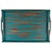 HL XXL Large Wooden Serving Tray Distressed Turquoise Rustic Wood Ottoman 24