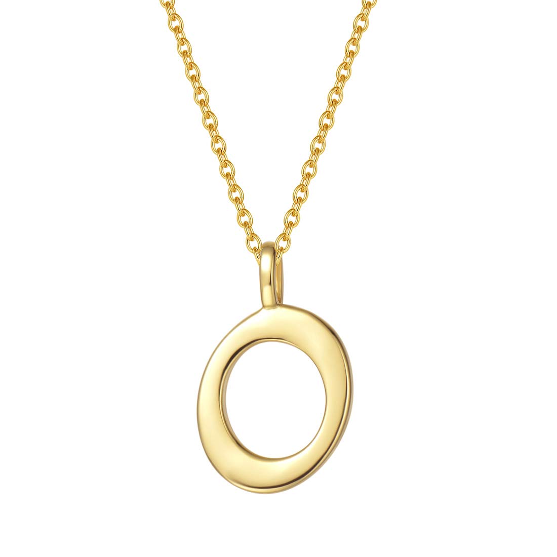 Initial Alphabet Necklace, 925 Sterling Silver with Yellow Gold Plated, Letter O Name Pendant for Women Girls Teenagers Friends with Gift Jewellery Box - Chain Length: 16 + 2 Inch