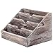 MyGift Decorative 4 Compartment Vintage Brown Torched Wood Finish Mail Sorter/Office Desk Stationery Organizer