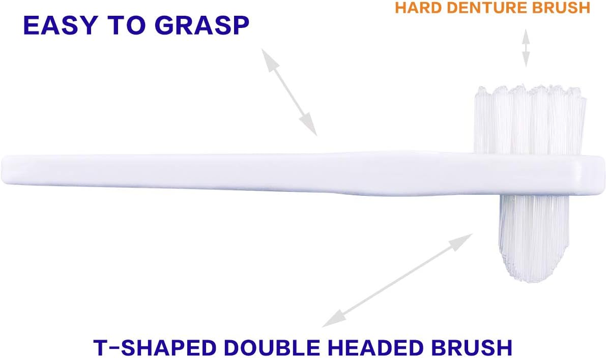 Denture Cleaning Brush hygienic Denture Cleaner Set, T-Shaped Denture Special Toothbrush Tool, Small Hard Toothbrush, for Denture Care(Pack of 3): Health & Personal Care